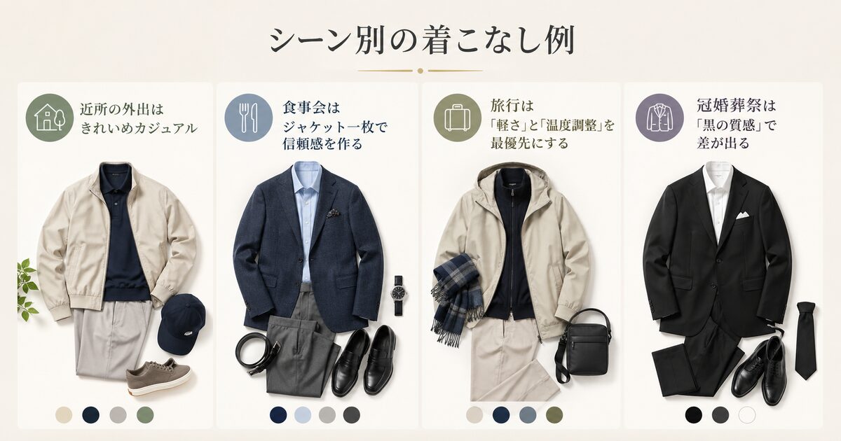シーン別の着こなし例