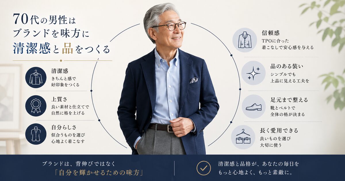 70代の男性はブランドを味方に清潔感と品をつくる
